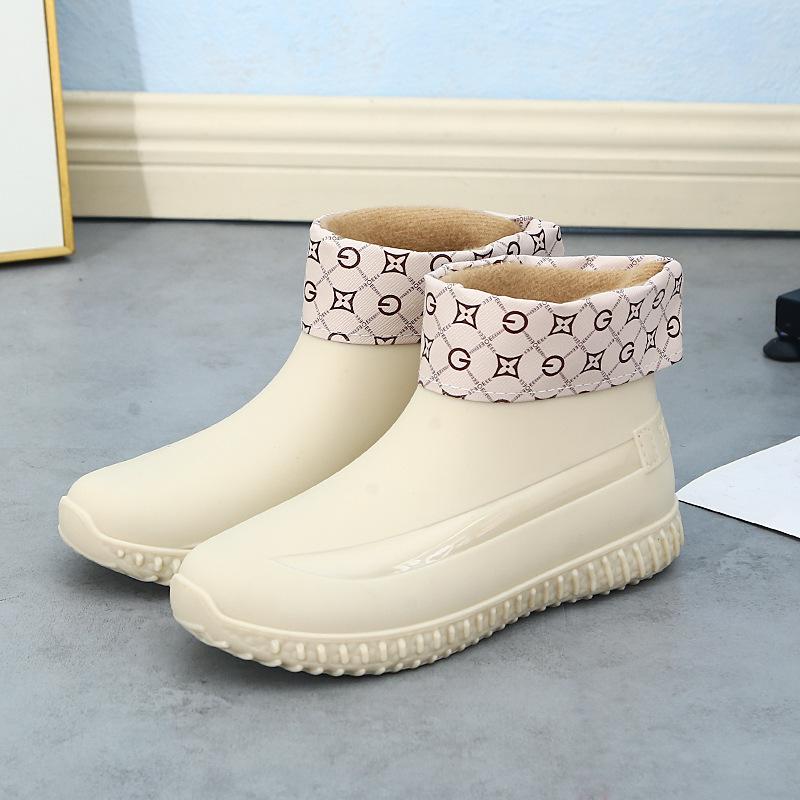 2024 Модные теплые женские галоши, резиновые сапоги, плюшевые водонепроницаемые ботинки, женские зимние резиновые сапоги с меховой подкладкой, женские резиновые сапоги