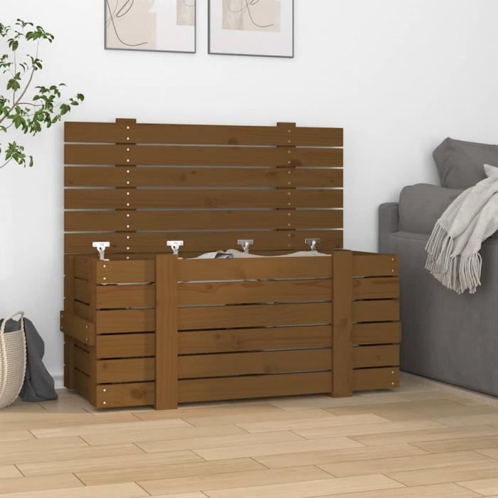 VidaXL Storage Box Honey Brown 91x40.5x42 Cm Solid Pine Wood 825001