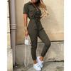 Women's Casual Solid Color Bodycon Jumpsuits Rompers Adjustable Shoulder Straps Bodysuits High Waistband Slim Fit Cargo Pants One-Piece Suits Overalls