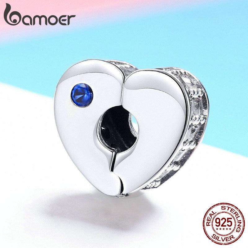 BAMOER Настоящее серебро 925 пробы с любовью и наилучшими пожеланиями, подвески с застежкой в виде сердца, бусины, подходят для женщин, серебряные браслеты