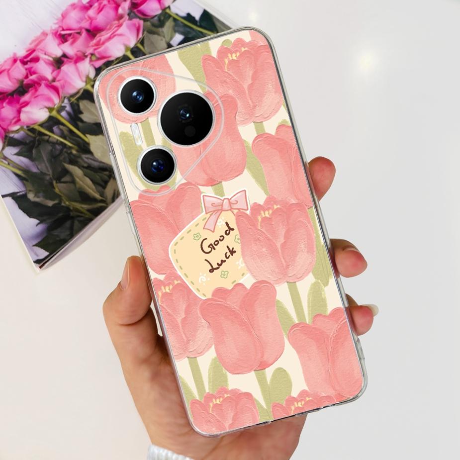 Чехол для Huawei Pura 70 Милый мультяшный расписной чехол Прозрачный силиконовый чехол для телефона Для Huawei Pura 70 Pro Plus Pura70 Pro + Мягкий чехол