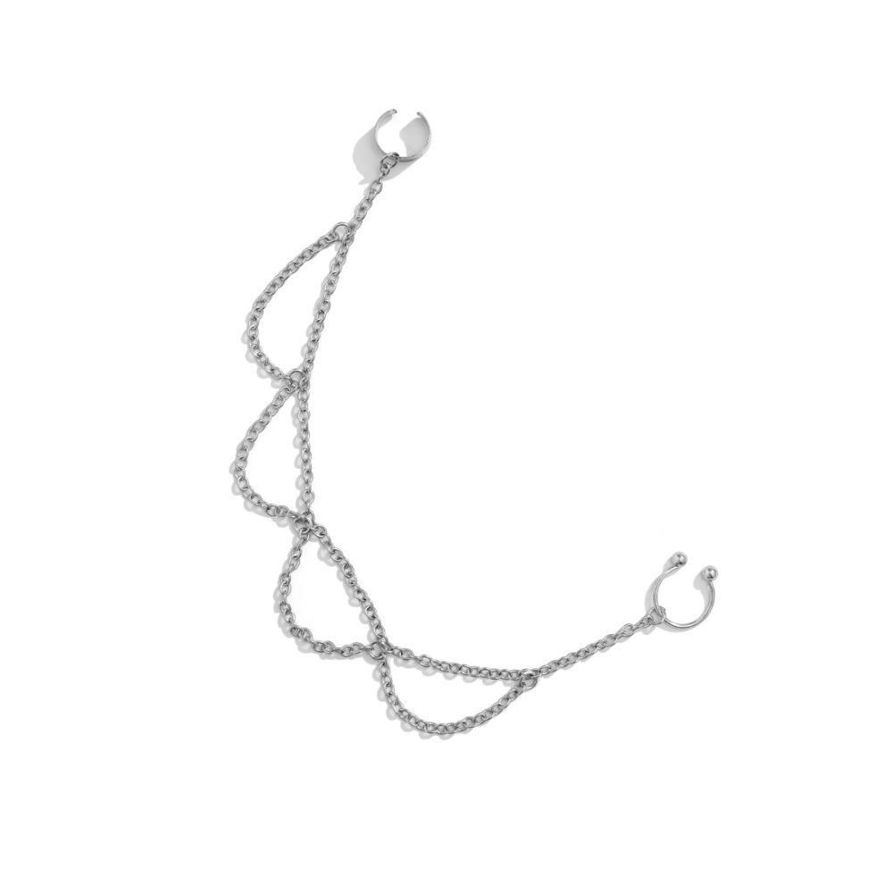 Women Imitation Pearl Butterfly Tassel Chain Temperament Earrings New Nose Clip