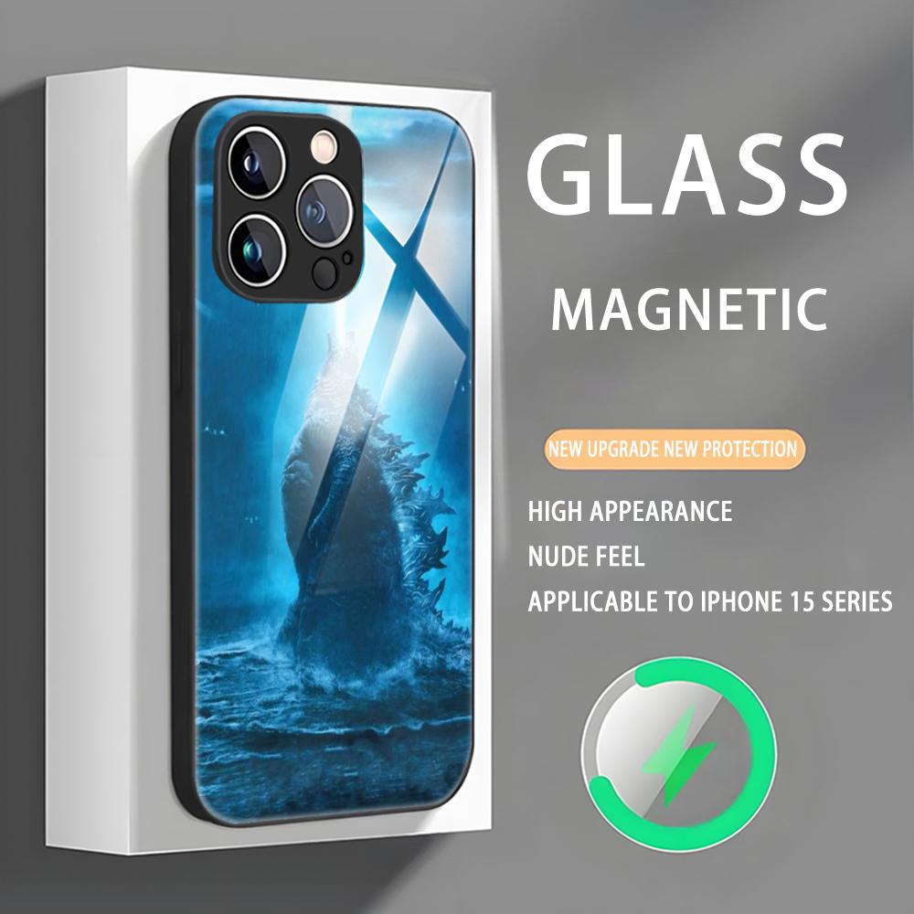 Чехол для телефона с изображением монстров из аниме G-GodzillaS для iPhone 16 15 14 13 12 11 X XR XS 8 Plus Mini Pro Max, стеклянный магнитный чехол для телефона