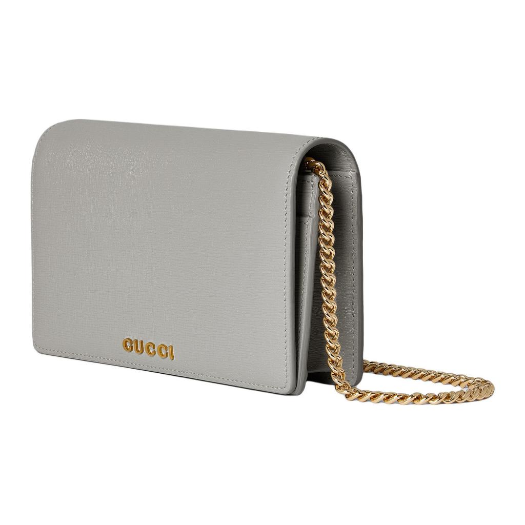 Gucci Logo Buckle Leather Shoulder Crossbody Wallet Women Wallet Light-Gray 772643-0OP0N-1440