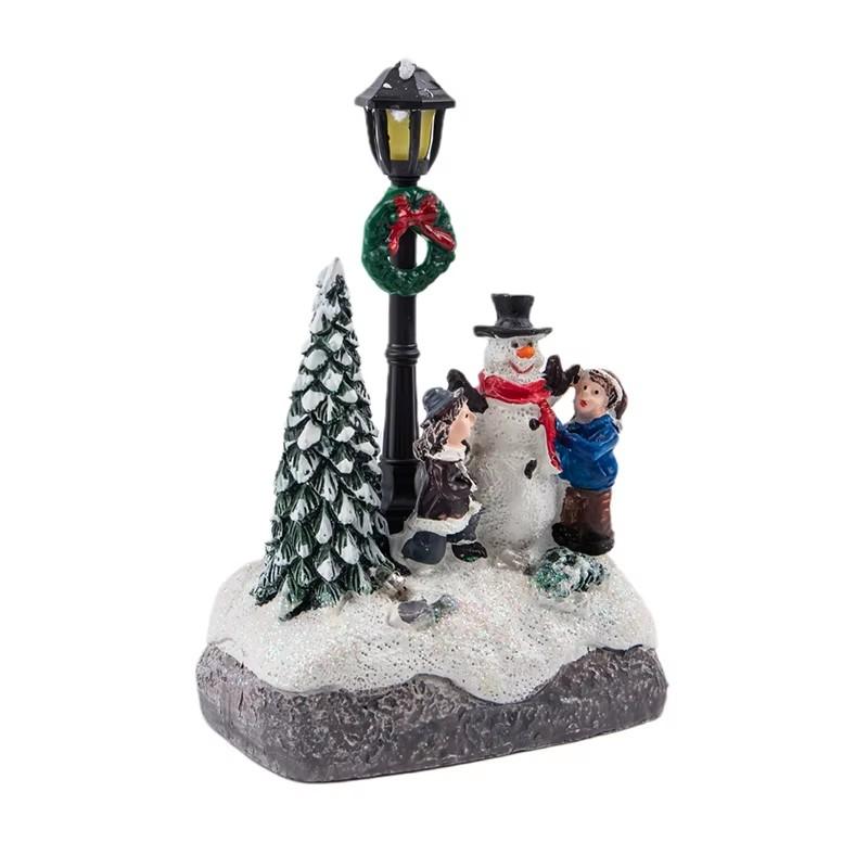 Christmas LED Lighted House Tabletop Centerpieces Village Scene Decoration Gift Resin House Small Ornaments Christmas Gifts
