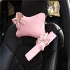 High Quality Pink Bowknot Universal Car Neck Pillow Auto Seat Headrest Supplies Seatbelt Car Accessories Interior for Women