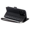 For iPhone 16 Pro Leather Case Rhombus Texture Wallet Stand Phone Cover with Wrist Strap