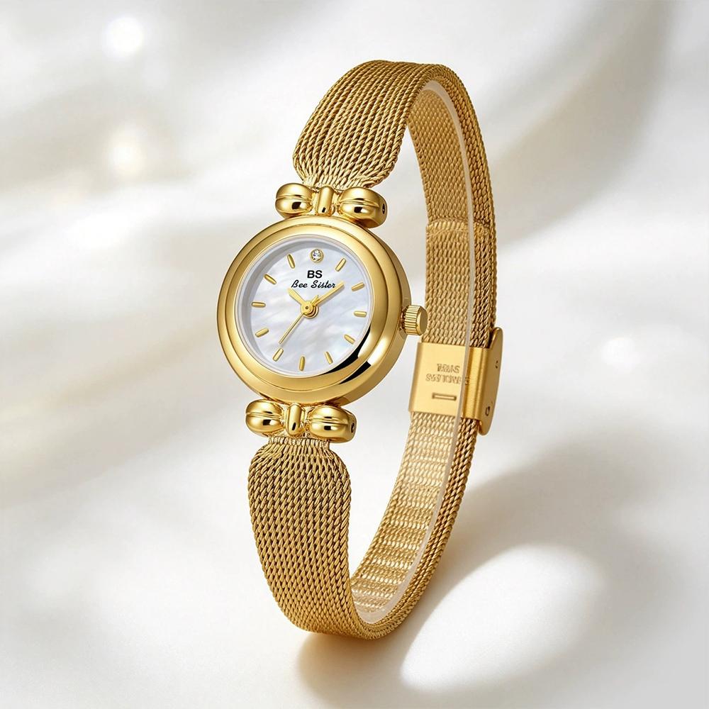 BS Bee Sister Watches for Woman Elegant Luxury Quartz Vintage Women Watch Ladies Small Wristwatches Niche Fashion Casual