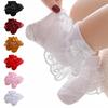 Delicate Double-Layer Baby Girls Lace Socks Soft Elastic Fit Princess Bow Dress Socks Breathable Thin Infant Summer Socks