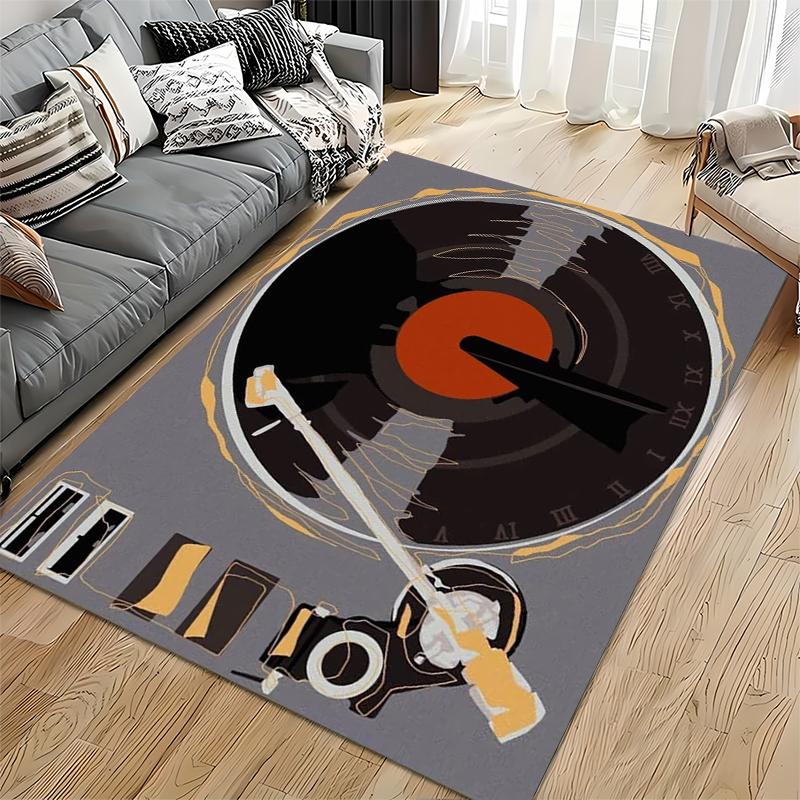 Vintage Record Player Illustration Rug - Non-slip rug suitable for living room and bedroom sofas