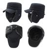 Windproof Winter Men Bomber Hat Cotton Plush Fur Earflap Hat Warm Earflaps Caps