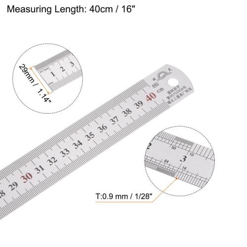 uxcell Stainless Steel Ruler, Straight Edge Measuring Tool for Woodworking, Painting, and Crafts, 40cm Long X 0.7mm Thick X 29mm Wide, Silver Tone