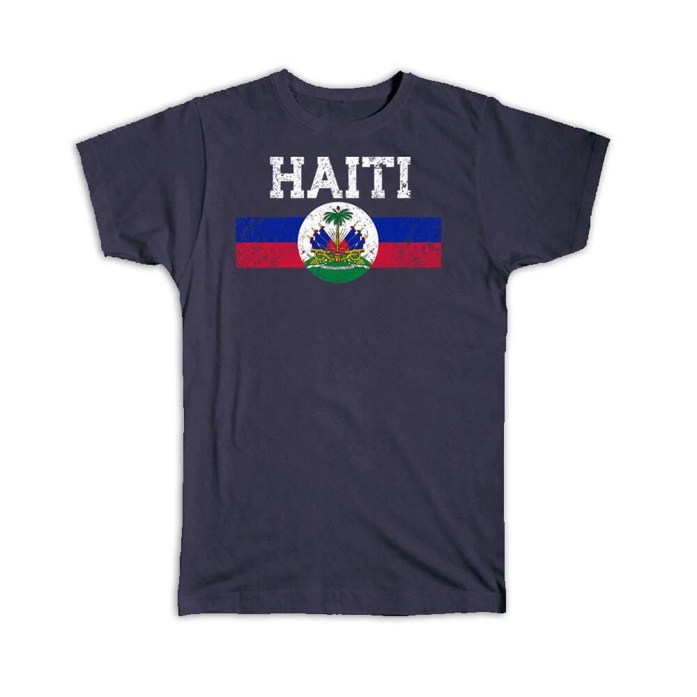 Gift T-Shirt : Haitian Flag Coat Of Arms Haiti Independence Day Pride National