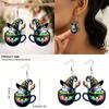 Halloween Themed Tea Cup Wizard Pattern Women Acrylic Earrings For Holiday Party Decor