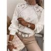 2025 Spring Knitting Lace Women's Sweater White O-neck Long Sleeve Keep Warm Loose Sweaters Female Casual Trendy Ladies Clothes