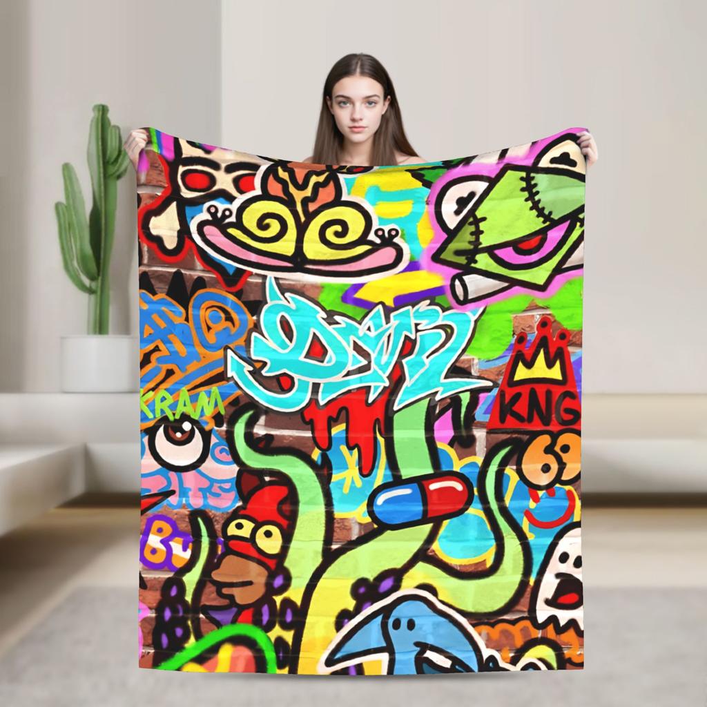 Cartoon Cute Doodle Blankets Quality Warm Soft Throw Blanket Spring Kids Adult Outdoor Novelty Bedspread