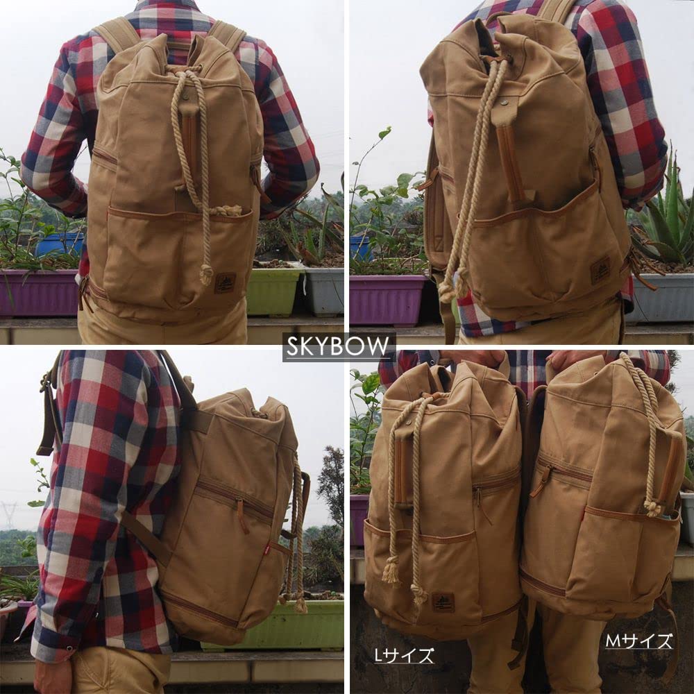 Холщовый большой большой открытый верхний и нижний двухслойный парусиновый шлем для горного велосипеда простой [SKYBOW] мужской рюкзак, вместимость, тип, рюкзак,