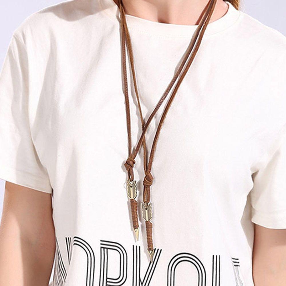 Fashion Handmade Vintage Necklace Leather Chain Choker Arrow Pendant