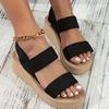 Fashion 1pair Women's Minimalist Wedge Sandals Open Toe Thick Soled Platform Casual Sandals Ankle Strap Slingback Sandals Solid Color