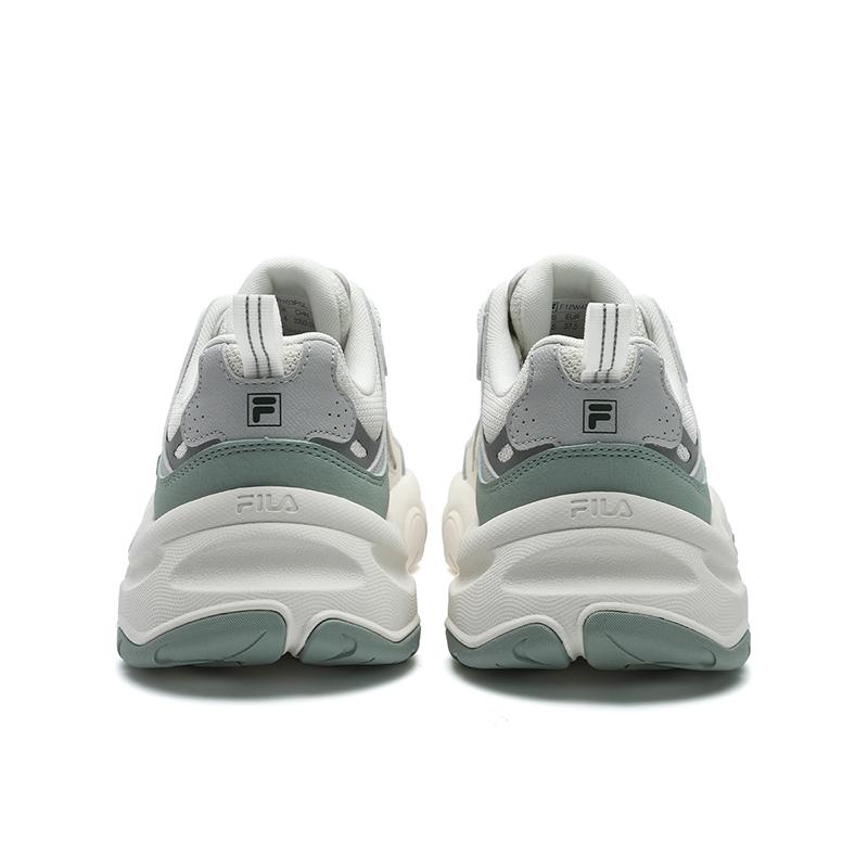 FILA Gray White Women's Low Top Synthetic Leather Mesh Retro Casual Lifestyle Sneakers F12W432103FGL