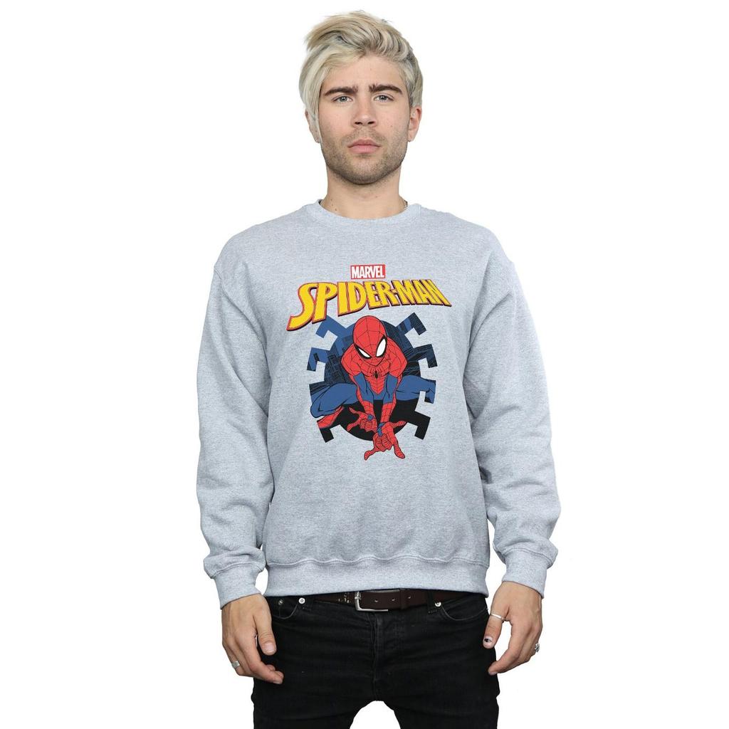 Marvel Mens Spider-Man Web Shooting Emblem Logo Sweatshirt