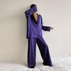 Women's Homewear Long-sleeved Suit Simulation Silk Shirt Thin Trousers Two-piece Pajamas