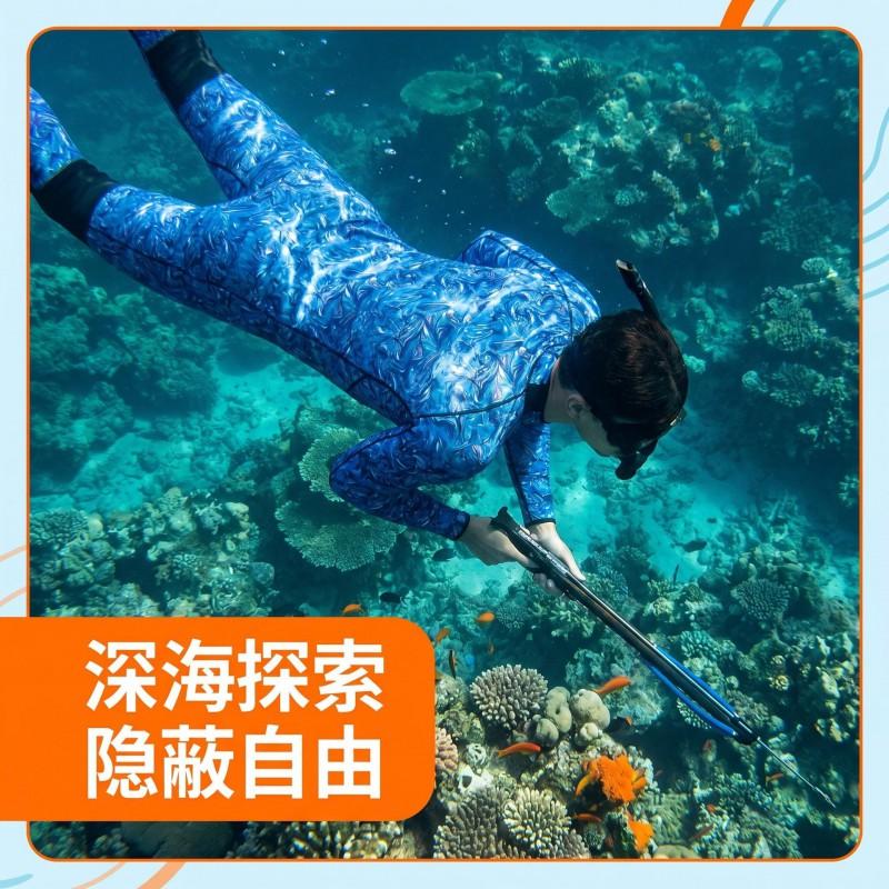 Mens Full-Body Thermal Wetsuit Diving Snorkeling Fishing Winter Use Gray Blue
