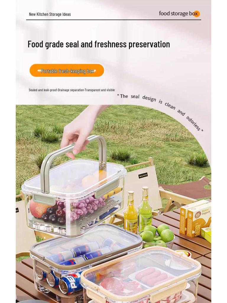 Portable Fresh-Keeping Bento Box for Outdoor Picnic with Large Capacity and Fruit Seal