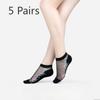 5 Pairs of Women's Summer Embroidered Non Slip Cotton Bottom Glass Silk Socks