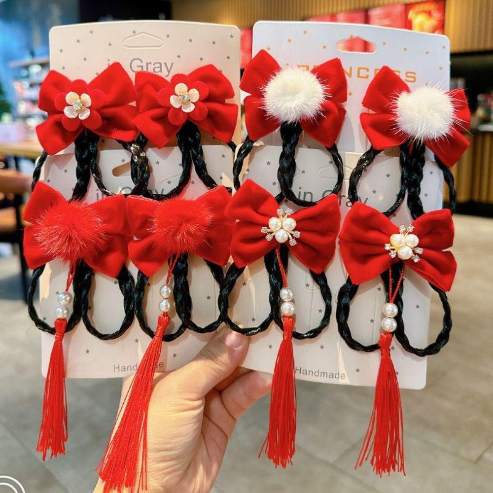 Банты с кисточками Новогодний бант Заколки для волос В древнем стиле Головные уборы для девочек для ханьфу Аксессуары для волос