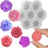 7 Cavity Chocolate Cake Baking Mold 3D Rose Peony Candle Soap Mold New Flower Silicone Molds
