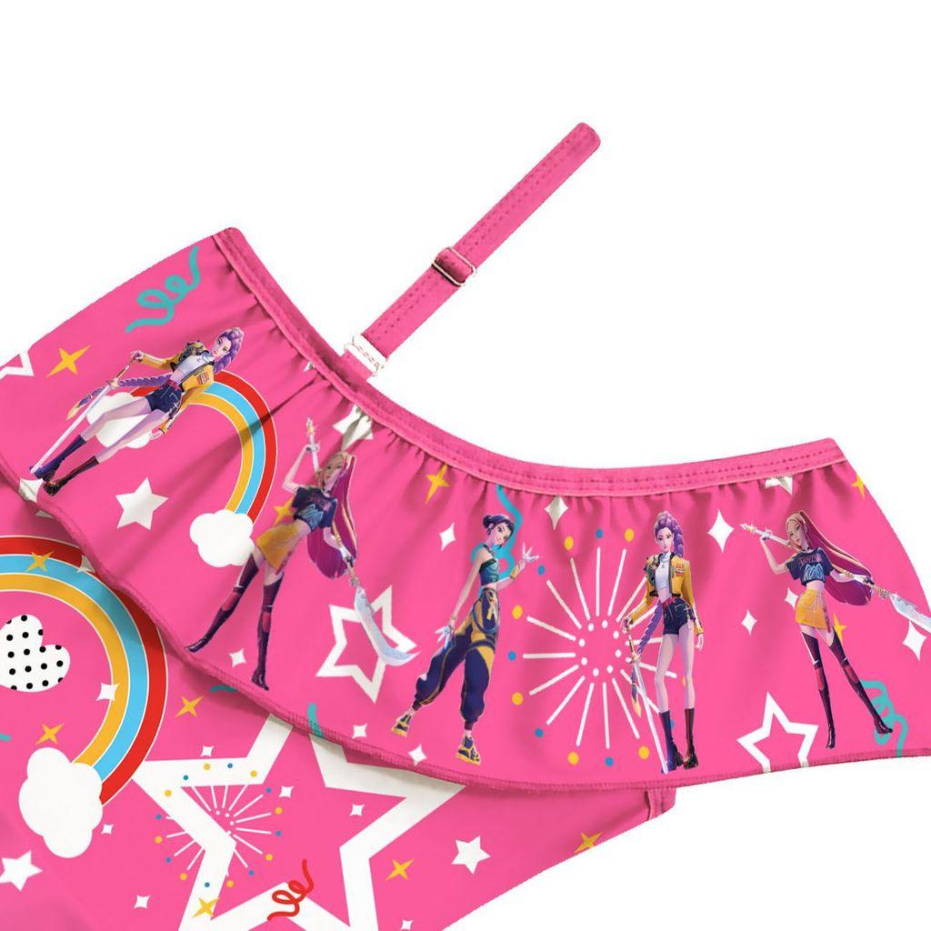 Детский Девочки Аниме Мультфильм K-Pop Руми Зои Мира Принт Слитный Купальник Купальник