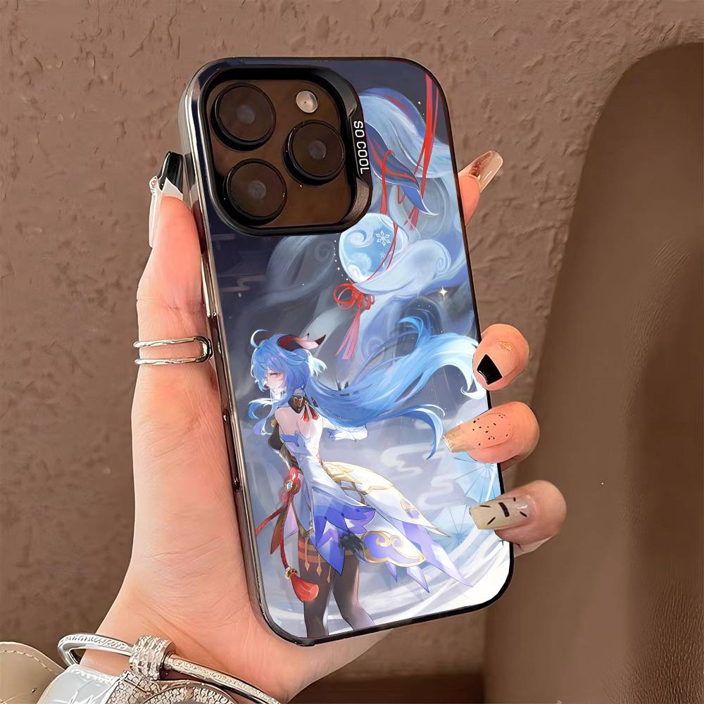 Чехол для телефона Ganyu Genshin Impact для iPhone 17 17Air 16 15 14 13 12 11 Pro Max Plus Цветной Серебристый