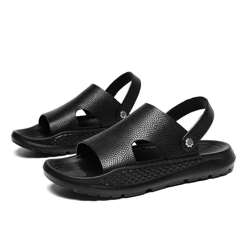 New Handmade Flats Summer Male Sandals Men Breathable Leather Shoes Man Outdoor Men Sandals Antiskid Beach Sandals Hollow Shoes