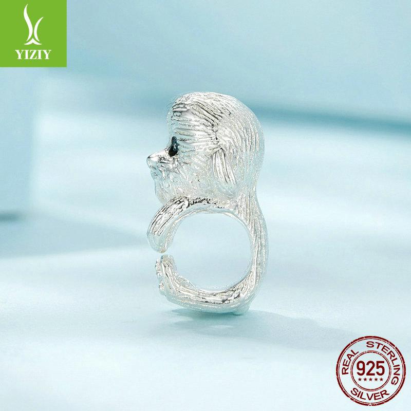 Cute Teddy 925 Sterling Silver Bracelet Beaded, Pet Puppy Dog Textured Bead Accessories