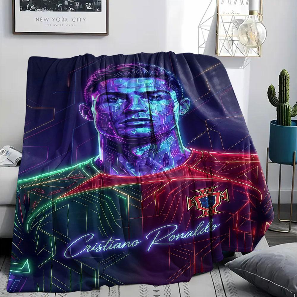 1PC CR7 Cristiano Ronaldo Patterned Flannel Blanket Suitable For All Seasons for Home Decor Warmth and Comfort Gifts Holiday Present