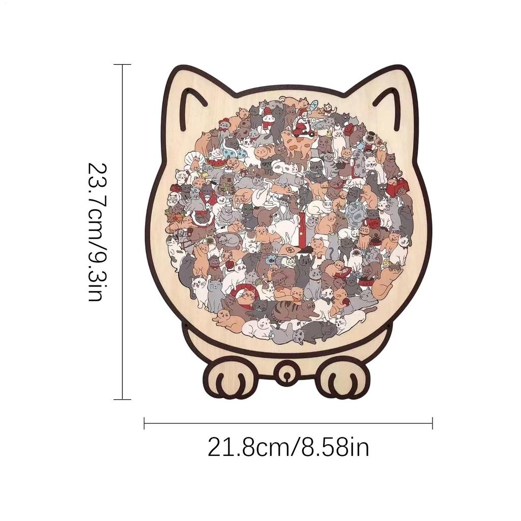 Cat Puzzle 135 Pieces Long Lasting Precise Decor Kit Wood Challenging Jigsaw Puzzles for Cat Lovers Home Family Friends Adults
