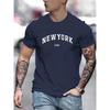 Men's Summer Fashionable Casual Loose Plus Size New York Usa Printed Slim Fit Sports Round Neck Short Sleeved T-shirt