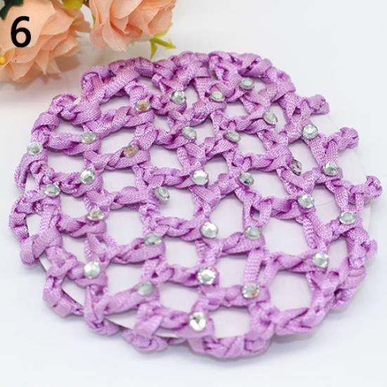 Extremely Good Bun Cover Hair Net Ballet Dance Skating Rhinestone Crochet Snood