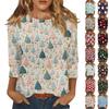 3/4 рукава топы для женщин футболка повседневные принты топы футболка круглый вырез пуловер блузка