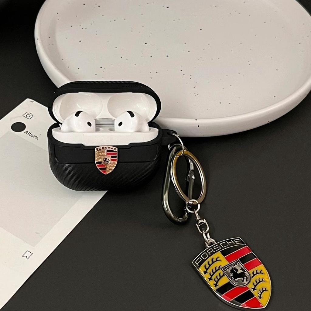 Чехол из углеродного волокна для наушников Porsche 911 718 Cayenne Macan Taycan Для Apple Airpods Pro 3 2 Чехол Бампер с брелоком