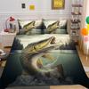 3D Fishing Pattern Bedding Set Big Fish Print Quilt Cover Pillowcase 2/3 Piece Microfiber Fabric Full Size Home Decoration Gift