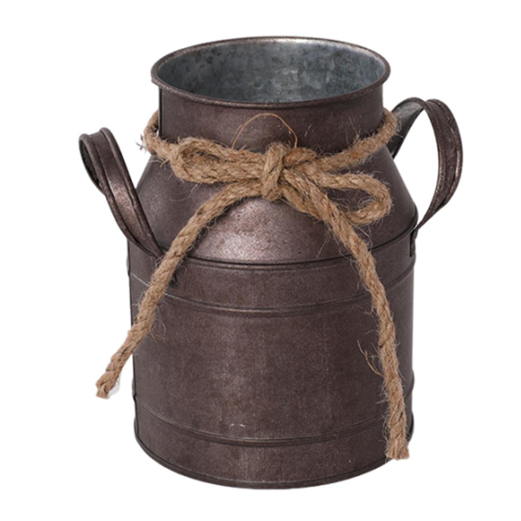 French Country Elegance Iron Flower Vase Small Primitive Farmhouse Jug Milk Can for Floral Arrangements Country Vase