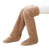 1 Pair Winter Floor Socks Thickened Coral Fleece High-tube Double Warmth Protects Knee Joints Anti-slip Long Socks Holiday Gift Warm Leg Socks