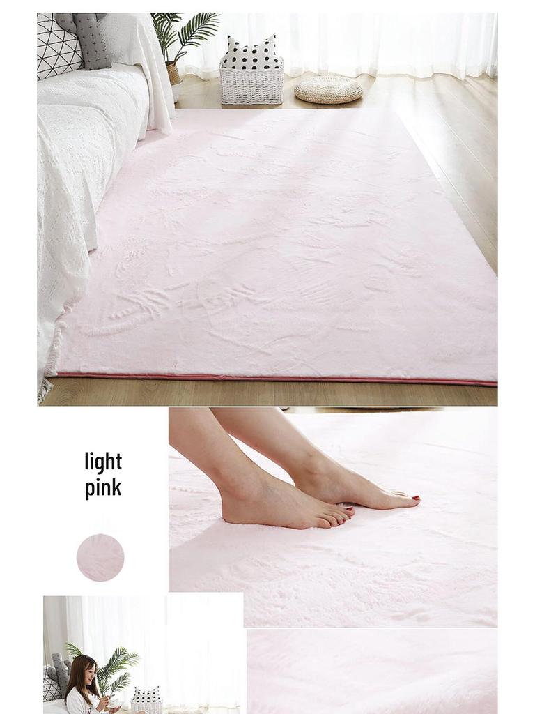 Плюшевый ковер из искусственного кроличьего меха для гостиной, спальни или эркерного окна – машинная стирка, толстый и с полным покрытием.