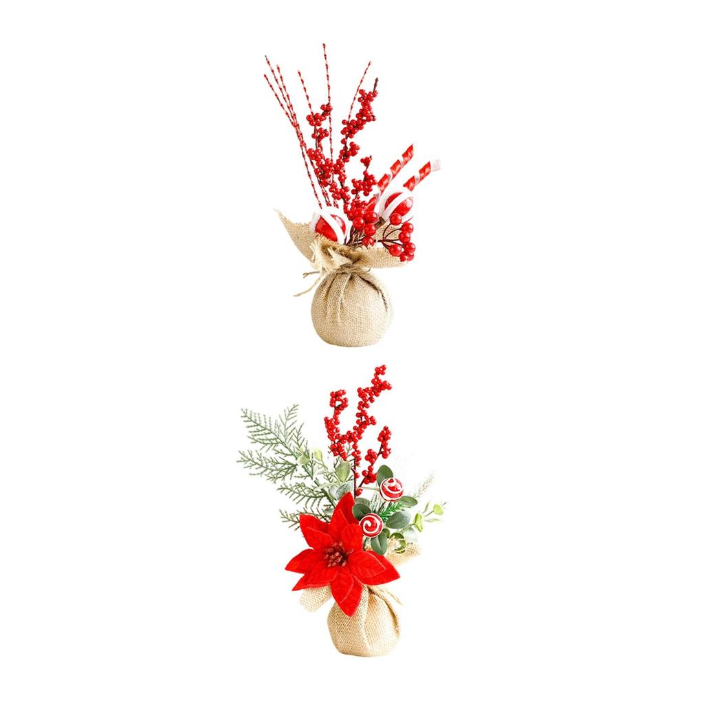 Tabletop Artificial Christmas Tree Burlap Base Mini Xmas Tree Art Crafts Tiny Christmas Trees for Festival Decoration