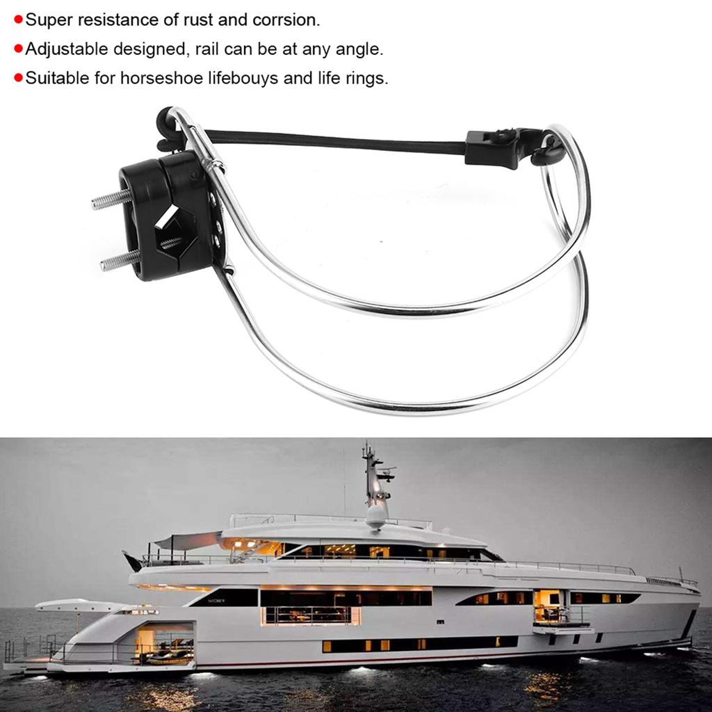 4.5in Stainless Steel Lifebuoy Ring Bracket Horseshoe Holder for Marine Boat Ship Accessories