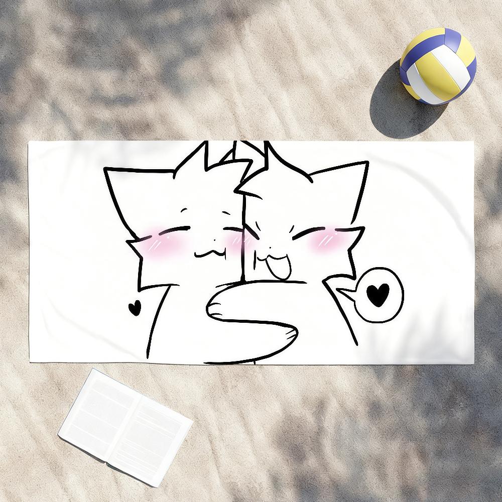 Мультяшный Boykisser SillyCat Полотенце Мягкое Бассейн Подарок Для Путешествий Спортзал Душ Кемпинг Быстросохнущее Спортивное Пляжное Полотенце