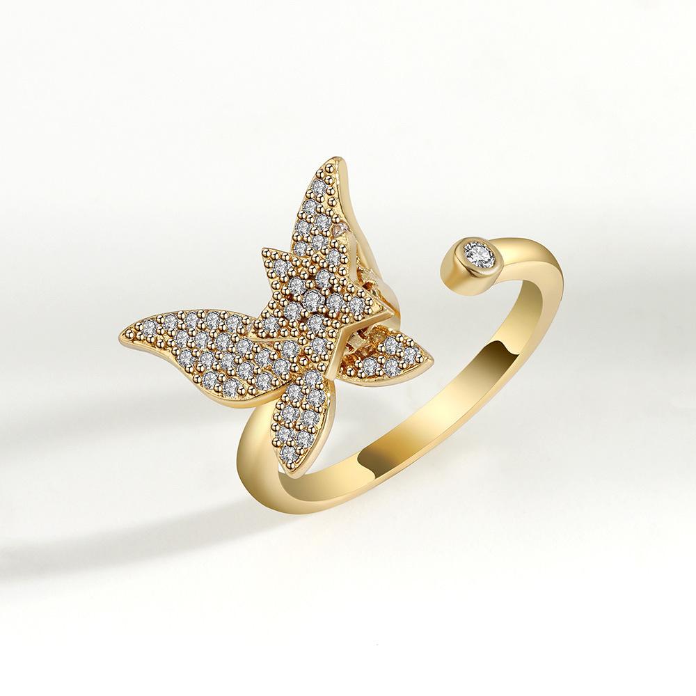 Rotatable Butterfly Open Ring For Women Adjustable Index Finger Ring Unique Personalized Fashion Jewelry Gift