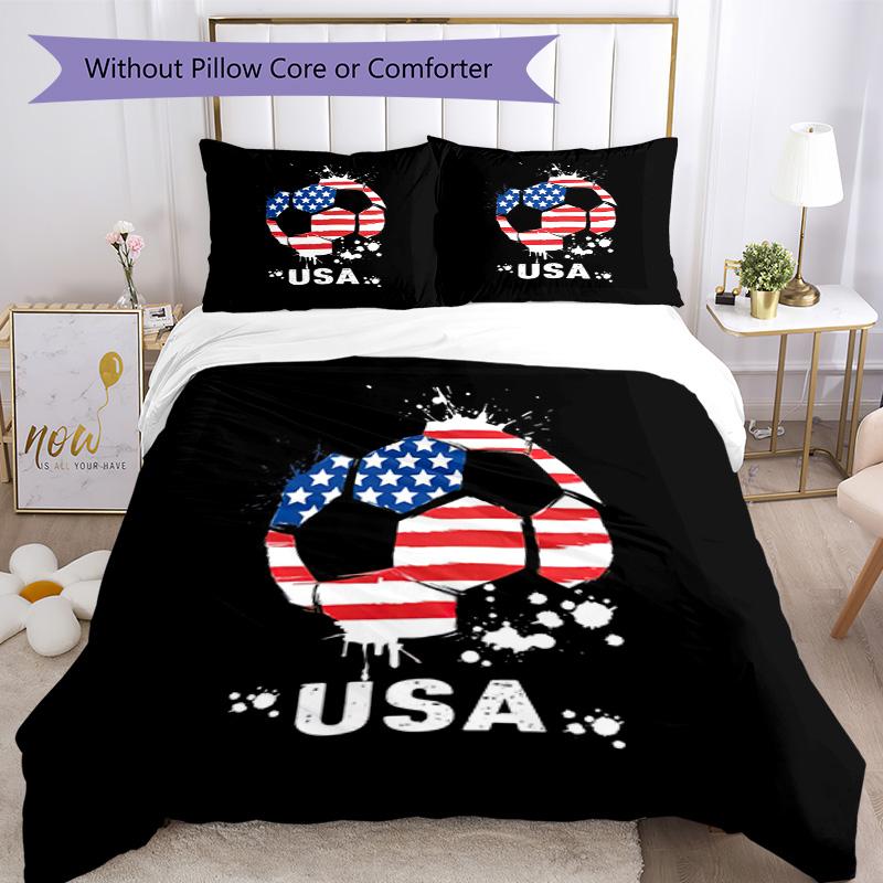 Football Pattern1 Bedding Set Breathable Duvet Cover with Pillowcases Decorative Bed Linen for Bedroom Home Decoration Birthday Gift